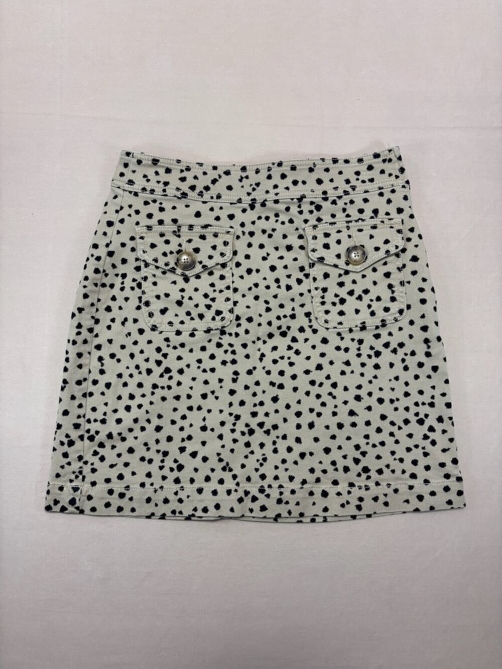 LOFT Women’s Dalmatian Print Mini Skirt Tan and Black w/ Front Pockets Size 0P